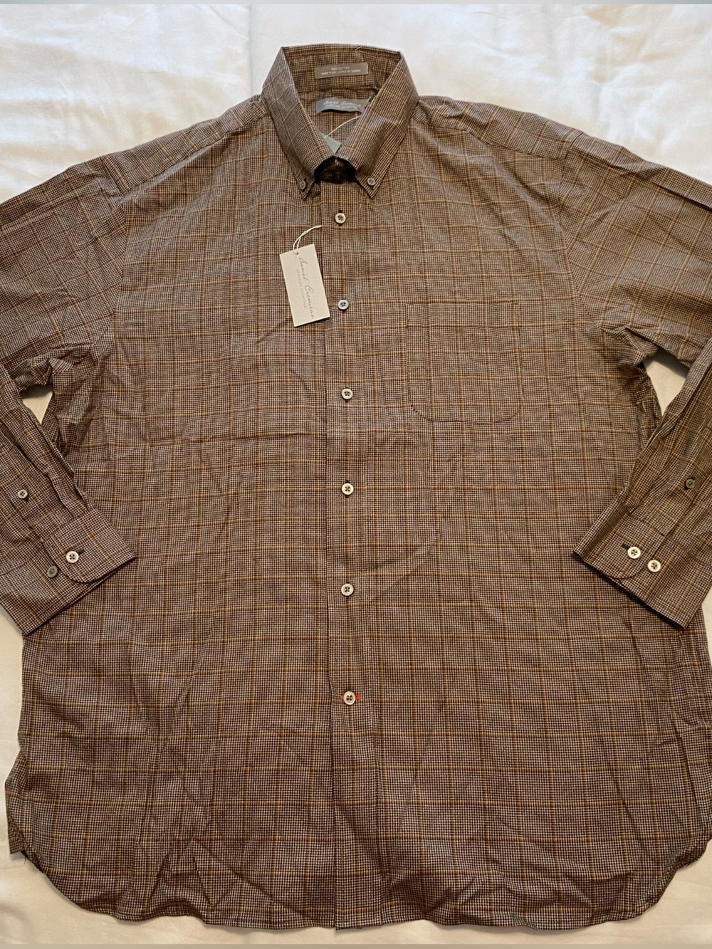 NEW Daniel Cremieux Signature Collection Brown Plaid Button-Up Shirt Men’s XL